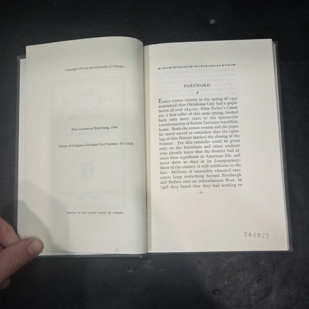 The Rediscovery of the Frontier Percy H Boynton 1968 Greenwood Press Hardcover